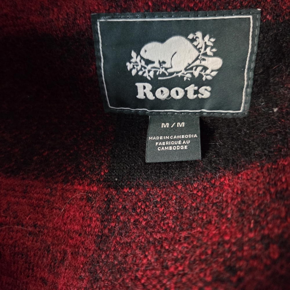 Roots Plaid Mock Neck Zip Pea Coat - Red & Black - Picture 2 of 6